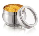Mukti Stainless Steel Food Storage Jars & Containers|Dabba|Celebration See Through Lid|320ml x 1pc
