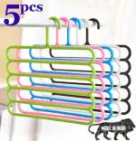 kitchub Multi-Purpose 5 Layers Trouser Hanger Magic Closet Hangers Space Saver Storage Plastic Hanger Pants Clothes Hanger Wardrobe Storage Organizer Rack (Set of 5)