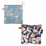 CUVLY Washable Women's Printed Sanitary Napkin Zipper Pouch bag Organizer Storage bags (Multi-color) Set of 2