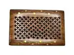 Sheesham Wood Carved Jaali Cut Design with Brass Inlay & Secret Lock Box