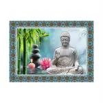 SHASWAT ART Blessing Buddha Painting Sparkle Coated Self Adhesive Wallpaper Without Frame Digital Reprint 16 inch x 22 inch Painting