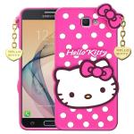 Clickaway Pink Silicone Hello Kitty Back Cover Case For Samsung Galaxy On7 Prime