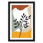 RITWIKA ART AND CRAFT BOHO Style Inspired Wall Art of Mahogany Plant Leaves Painting in Black Frame with Acrylic Glass, Printed on Premium Glossy Paper, Set of 1, Multicolor, 13.5 X 19.5 Inches