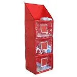 Kuber Industries Red Cotton Four Cabinet Hanging Baby Almirah
