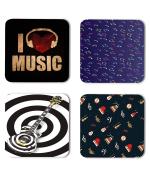 Whats Your Kick Music Lover I Love Music Quotes Printed Set of 4 Coaster With Metal Stand