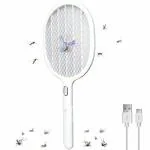 LAXA Powerful Battery Rechargeable Mosquito Killer Bat Racket with LED Light (White)