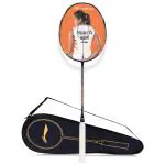 Li-Ning Black, Orange Carbon Fibre Bladex 200R Badminton Racket With Full Cover - One Size (Pack Of 1)