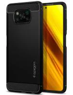 Spigen Matte Black TPU Rugged Armor Back Cover Case For Poco X3 Pro