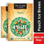TE-A-ME Chill Peach Iced Infusion Tea, 36 Pyramid Infusion Tea Bags (Pack of 2 Boxes - 2 X 18 Tea Bags) | Ice Brews | Cold Brew | Flavoured Infusion Ice Tea | Ice Tea