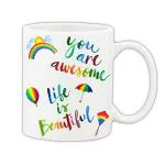 Mug Morning Rainbow Coffee Mug Cup Single Coffee Mugs Cups Positive Quotes for Men Coffee Cup Ceramic Coffee Mug - White, 325ml