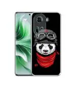 Casotec Biker Panda Printed Silicon Soft TPU Back Case Cover for Oppo Reno 11 5G