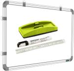 SHELFKING Non Magnetic 1.5 X 2 Feet, Double Sided Writing Whiteboard & Chalkboard, Pack of 4 Items Whiteboards (White, Green)