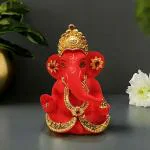 CraftVatika Ganesh Idol for Car Dashboard Gift Gold Plated Ganpati Showpiece for Home Decor.