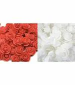 SATYAM KRAFT 50 Pcs Artificial Foam Rose Flowers for Home, Office, Pooja thali, Festival, Events Decoration and Craft (25 Pcs Red & 25 Pcs White, 50 Pieces)