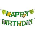 Festiko Birthday Banner Safari Animal Decoration, Jungle Animals Banner
