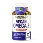 Nature Life Nutrition Vegan Omega 3 (90 Veg Capsules) with Omega 3 6 9 for Healthy Heart, Brain & Skin