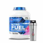 Proteition Elite Nitro Fuel | Whey Protein Complex | Mass Gainer | 24g Protein | Protein Shake with SHAKER (Strawberry, 1.8 kg)