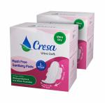CRESA Hot Water Flushable & Biodegradable Sanitary Pads | 100% Rash free & Super Soft | (280 mm ) Large Size | 100 Pads - Pack of 10 | 0 Plastic | With compostable Pouches | 90 Degree water dissolvable | Fragrance Free | Toxic Free