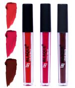 bq BLAQUE Matte Liquid Lip Gloss Combo of 3 Lipstick # 101-104-106 (12 ml, Orangish Red, Ruby Red, Chocolate Mood)