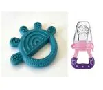 Grest Silicone Orange Rabbit Shape Teething Teether with Silicone Fruit and Food Nibbler Pacifier for Babies