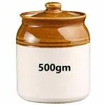 HC THE CRAFTS Ceramic Storage Jar For Pickle Achar Barni Cannister (500ML Pack of 2)
