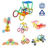KIWI KOOL Creative Puzzle Block 140 Pieces Smart DIY Stick Toys Assembly Colorful Educational Building Smart City Blocks with Wheels for Kids (3+ Years)
