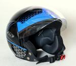 Spark Minda FAB GLOSSY BLACK WITH BLUE GRAPHICS ISI Certified Premium Helmet For Men & Women - Open Face (L size)