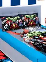 Athom Trendz Marvel Avengers Cotton Double Bedsheet with 2 Pillow Cover 270 x 270 cm (MAR-03-192-D)