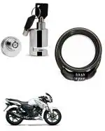 QiisX Heavy Duty Disc Brake Lock Anti Theft Security Lock with Helmet Lock Premium Black Heavy Number Lock for TVS Apache RTR 180