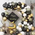 RG Accessories Black, Gold, White Rubber Solid Wedding Party Balloon Decoration Kit For Birthday, Baby Shower, Wedding Balloon (Pack Of 60)