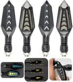 ELTRON TURBO Imported Waterproof Flexible Arrow Running Style Blinker Bright LED Indicators Universal For All Bike Models Motorcycle Turn Signal Lights (Pack of 4, Yellow With Blue)