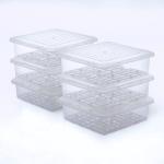 Tap2kaart 2500ml Fridge Storage Boxes with Removable Drain Plate and Lid Square Stackable Fridge Storage Containers Plastic Freezer Storage Containers for Fish, Meat, Vegetables Pack of (6 PCS)