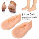 NEPROENT Silicone Socks, Moisturising Gel Socks Foot Anti-cracking Protector Foot Care Tool Prevention Socks for Dry Feet Ankles Cracked Heel Repair Foot Care Socks for Women Men Incomplete