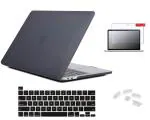iFyx Compatible with MacBook pro 16 inch Case Cover A2141 with Touch Bar Id 2020-2019 Release, Protective Plastic Hard Shell Case Cover + Keyguard Skin + Screen Gaurd (Black)