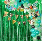 Grandshop Multicolor Paper, Rubber Birthday Banner, Animal Bunting, Fringe Curtain, Balloon Arc Strip, Glue Dot Tape, Balloon