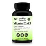 Nutriosys Naturals Vitamin D3 400 Iu K2 As Mk7 Supplement, Heart Health, Supports Immunity, Stronger Bones, 90 Tablets