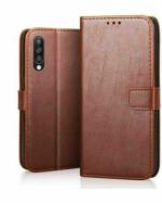 Malvi Gold Samsung Galaxy A70 Brown Artificial Leather Flip Cover
