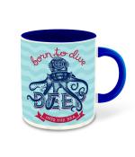 Whats Your Kick Born to Dive Deep Into The sea Design Printed Dark Blue Ceramic Coffee Mug and Tea Mug 325ml