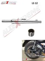 AllExtreme ESA12 Goldstar Exhaust Jaali Silencer with Glasswool Compatible for BS3 and BS4 Model Royal Enfield Bullet 350cc and 500cc (Chrome)