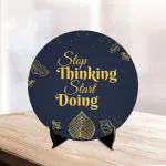 Artvibes Wooden Stop Thinking Start Doing Showpieces Art With Motivational Quotes For Table Decor |Office Desk | Home Decoration | Living Room | Modern Art Decorative Gifting Item (SP_1207)