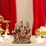 NIKSA HOMES Colorful Shiv Parivar Small | Shiva Parvati Kartikeya (Subramanya) & Ganesha (Vinayaka) | Sacred Idol Figurine | Shiv Family Murti | For Home, Pooja Room, Temple | Brass Handcrafted- Small