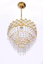 Vagalleryking Iron, Crystal Gold Golden Color Crystal Jhumar Hanging Light Ceiling Lamp