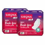 Sirona Cottony Soft Rash Free Sanitary Pads for Women - Pack of 10*2 (XL+ Size) , Ultra Soft & Breathable Top Layer , Highly Absorbent Core with Wide Coverage for Leakage Protection