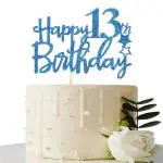 Festiko Royal Blue Glitter Happy 13Th Birthday Cake Topper 13 Cake Topper 13Th Birthday Party Supplies 13Th Birthday Party Decorations