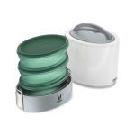 VAYA TYFFYN White Oval Shape Vacuum Insulated Stainless Steel Office Tiffin Box with 3-Microwave Safe BPA Free Plastic Lunch Containers, 1000 ml