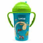 LUV LAP Tiny Giffy Sippy Cup, Silicone Straw, BPA Free, Soft Silicone Straw is gentle on baby's teeth sipper bottle for kids of 18+ months 300 ml 18m+ (Green)