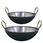 SHINI LIFESTYLE Heavy Base Iron Kadhai Loha Kadhai 32cm,25cm Kitchen Karahi