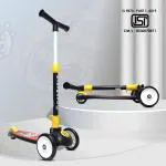 Kidsmate Leo Kick Scooter for Kids, 4 Adjustable Height Scooter, Foldable & Attractive PVC Wheels with Rare Brakes for Kids Age Upto 3+ Years (40 KG) (Black)
