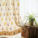 Urban Space 100% Cotton Floral Curtains For Door,Room Darkening Cotton Curtains 7 Feet Long Set Of 2 With Eyelets And Tieback(High Garden Yellow, Door- 7 Feet X 4 Feet), Semi Sheer