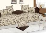 SHADES OF LIFE Brown Printed Cotton Bedsheet, Cushion and Booster Deewan Cover Set - (60 x 90 inch) (Diwan 14)